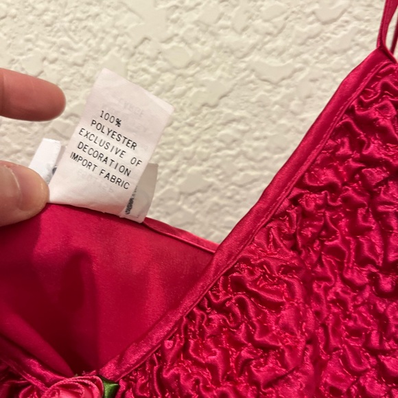 Cinema & Etoile Pink Strappy Sleep Shirt Satin Top Lingerie Vintage Women Size L - Picture 9 of 10